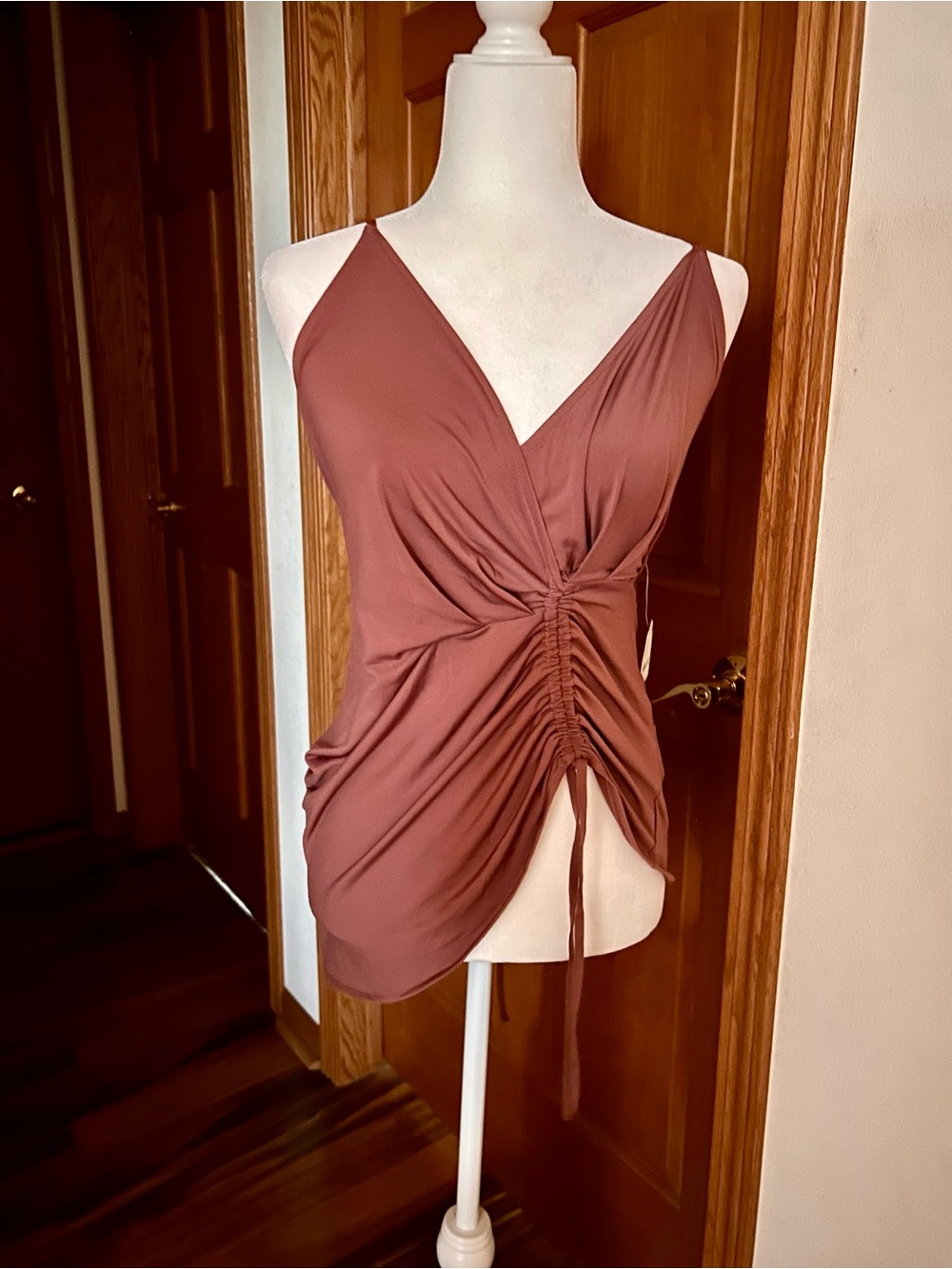 Free People Dusty Rose Ruched V-Neck Camisole
